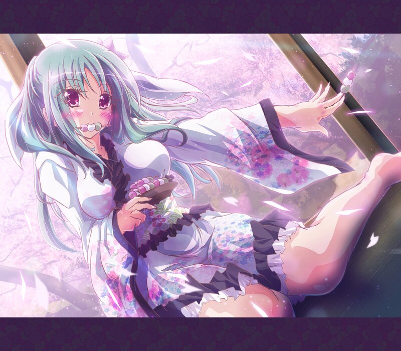 Anime Girl in Kimono — Pink, Dreamy, Spring, Cherry Blossoms