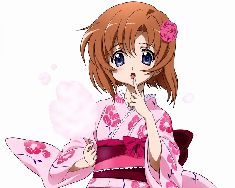 Anime Girl in Kimono — Pink, Playful, Cotton Candy