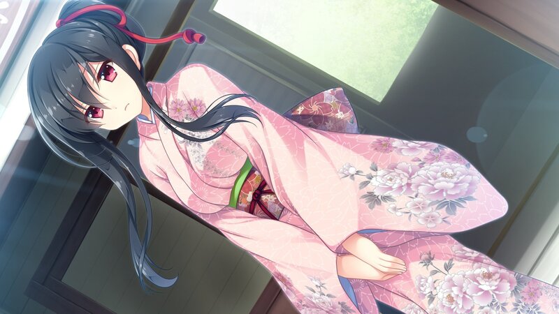 Anime Girl in Kimono — Pink, Serene, Morning