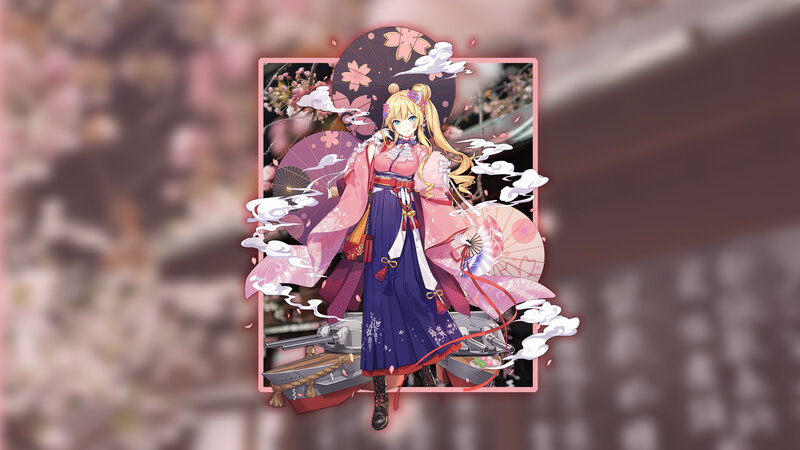 Anime Girl in Kimono — Pink, Serene, Spring, Digital Art, Sakura