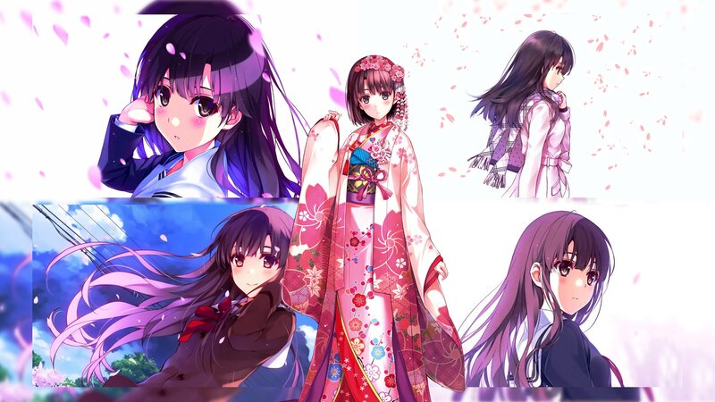 Anime Girl in Kimono — Pink, Serene, Spring, School Uniform