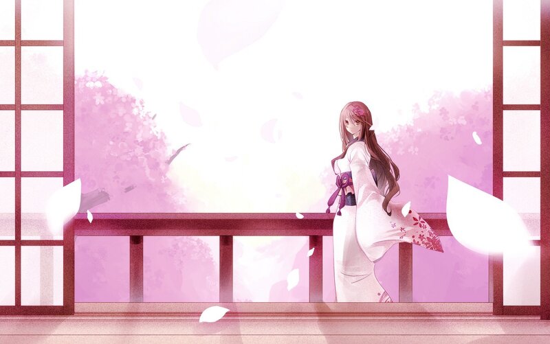 Anime Girl in Kimono — Pink