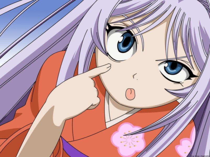 anime girl in kimono pointing