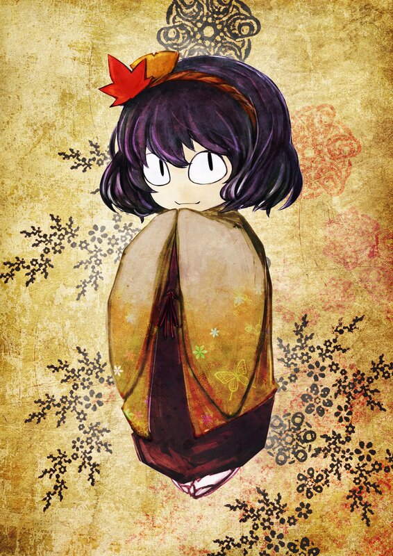 Anime Girl in Kimono — Purple, Calm, Autumn