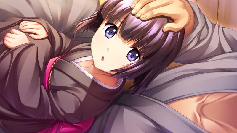 Anime Girl in Kimono — Purple, Calm, Pillow