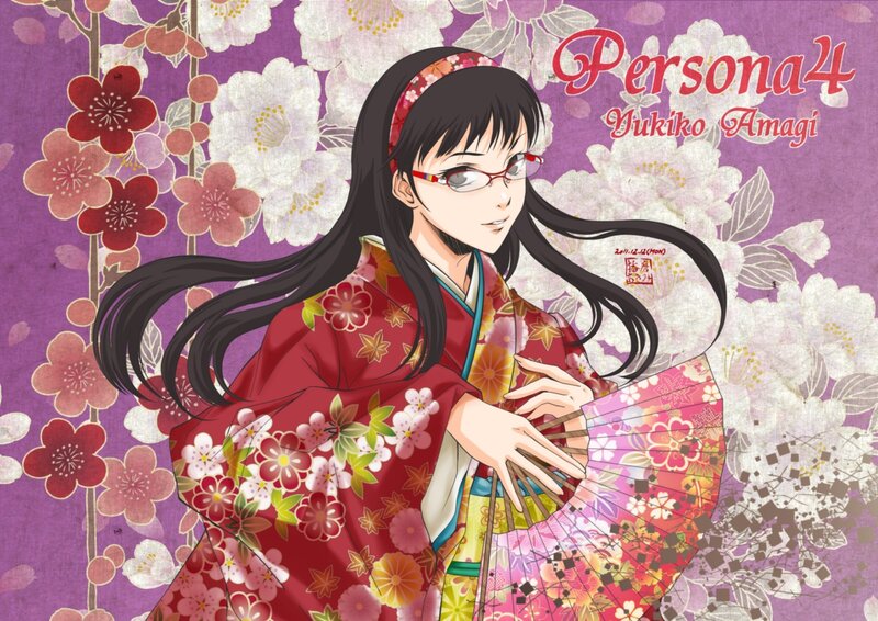 Anime Girl in Kimono — Purple, Calm, Spring, Manga