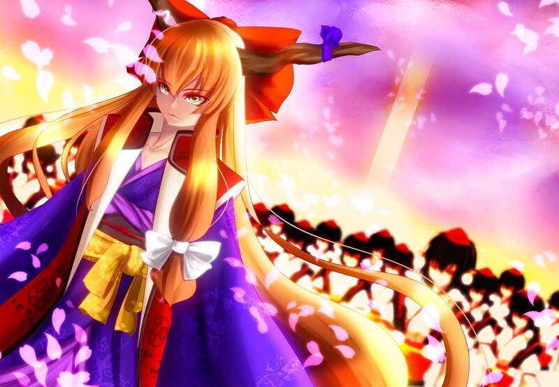 Anime Girl in Kimono — Purple, Dramatic, Spring