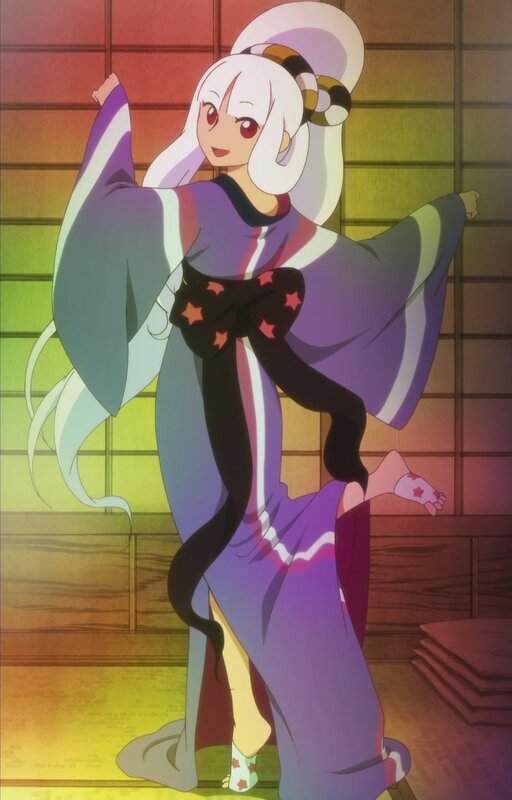 Anime Girl in Kimono — Purple, Playful, Sash