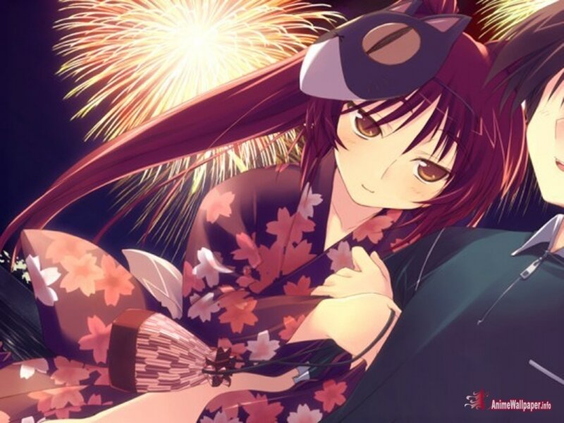 Anime Girl in Kimono — Purple, Romantic