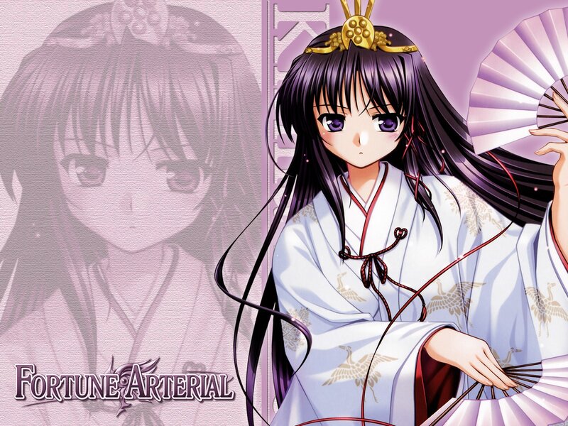 Anime Girl in Kimono — Purple, Serene, Fan