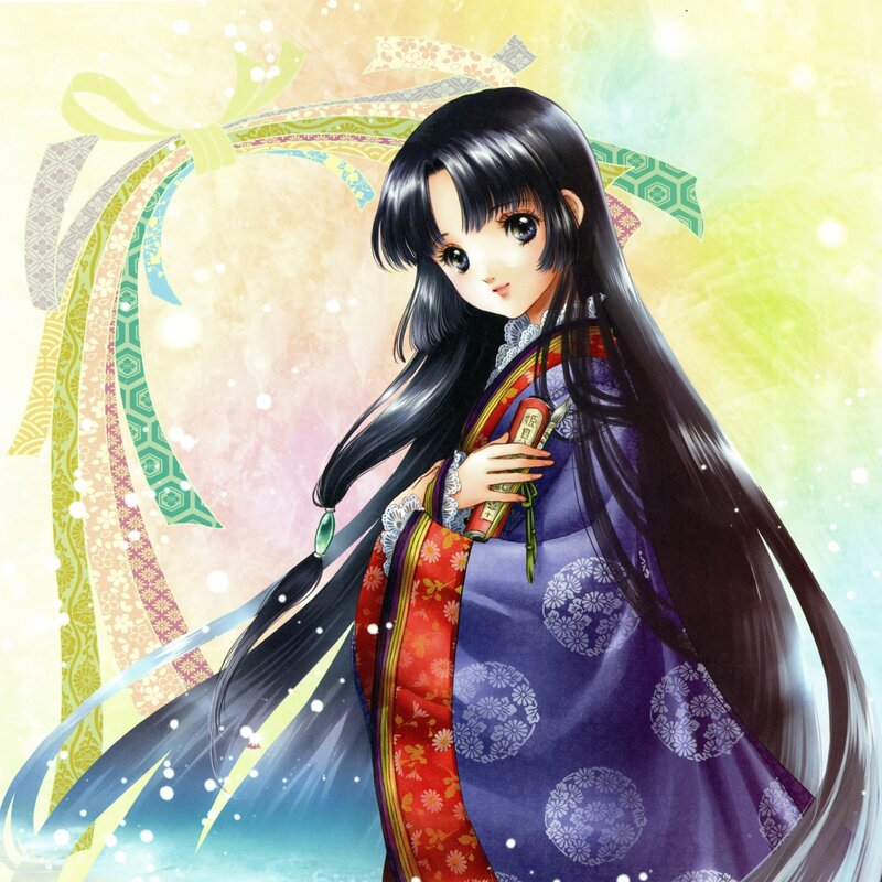 Anime Girl in Kimono — Purple, Serene, Manga