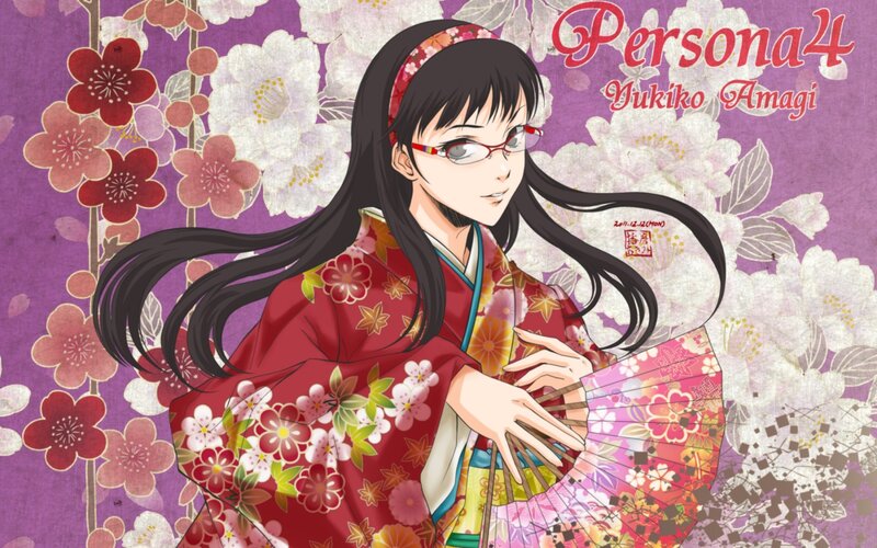 Anime Girl in Kimono — Purple, Serene, Spring, Manga