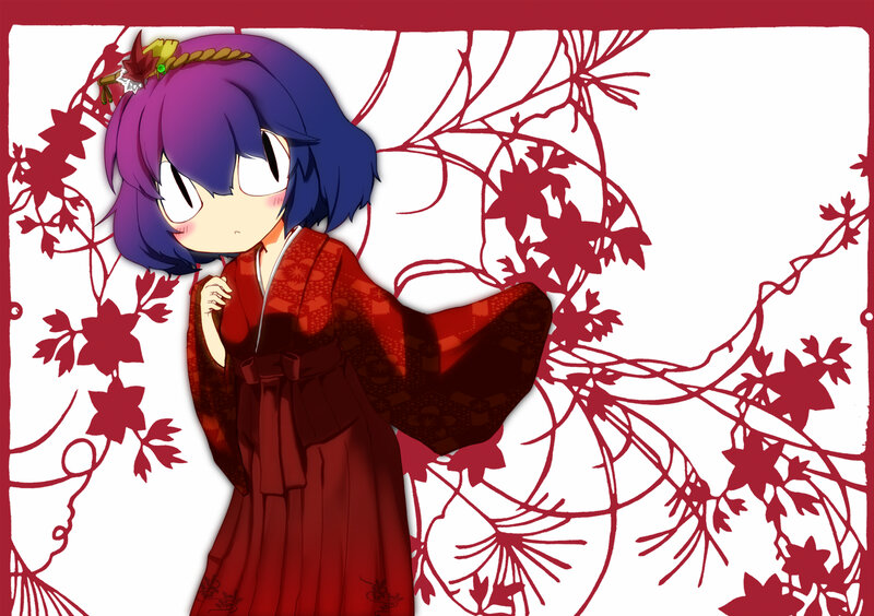 Anime Girl in Kimono — Red, Calm, Digital Art