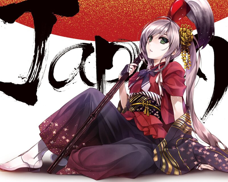 Anime Girl in Kimono — Red, Dramatic, Spear, Hair Ornament