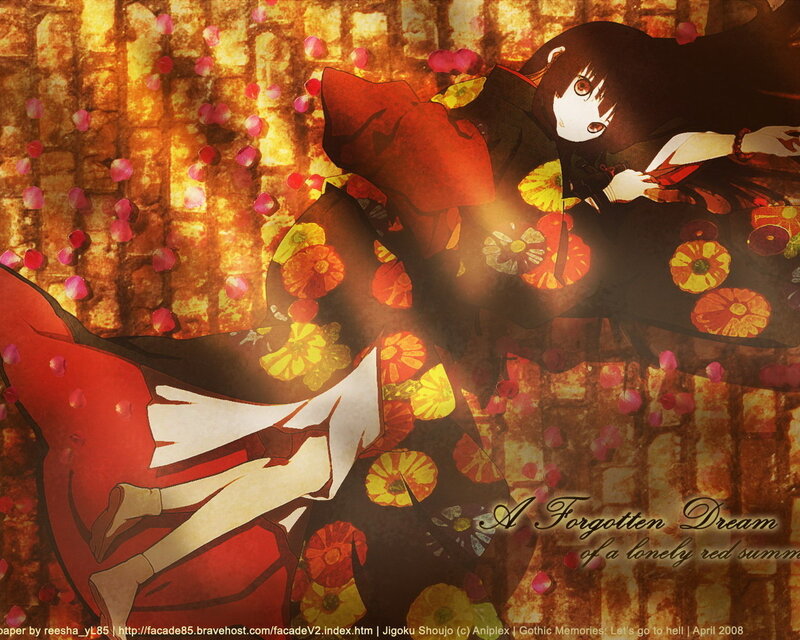 Anime Girl in Kimono — Red, Dramatic, Summer