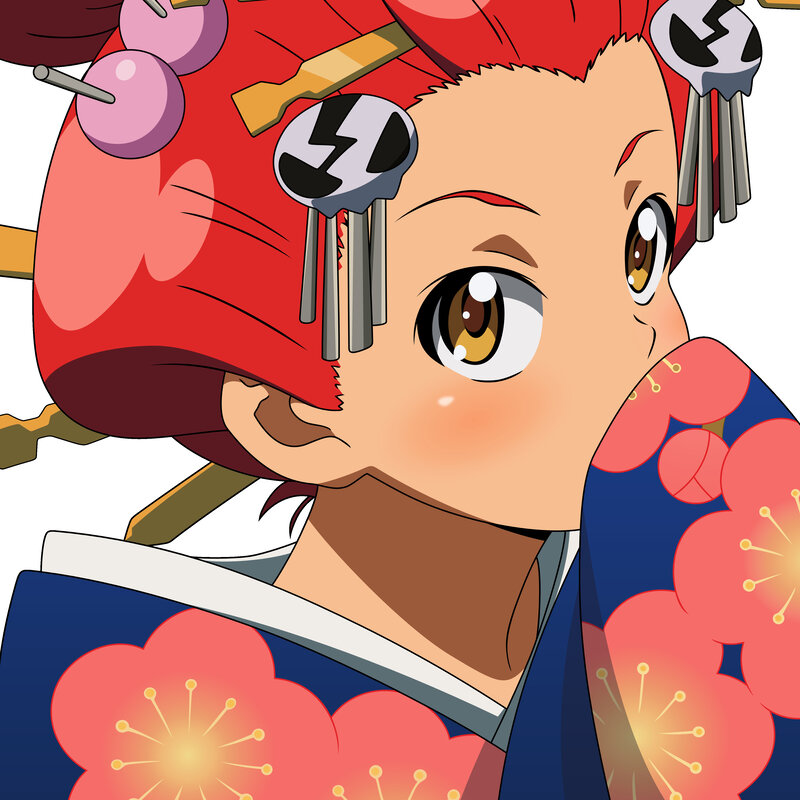 Anime Girl in Kimono — Red, Innocent