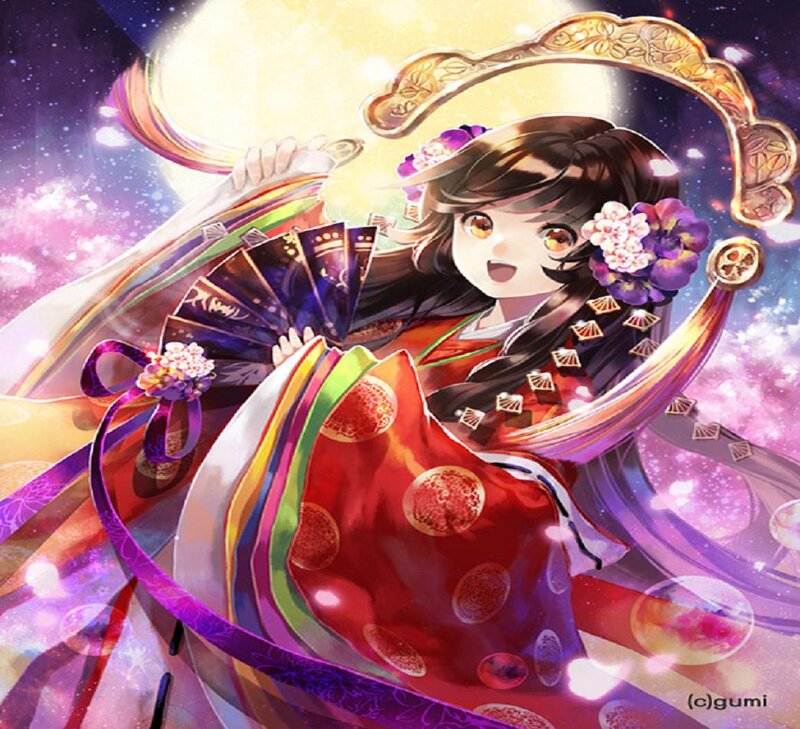Anime Girl in Kimono — Red, Magical