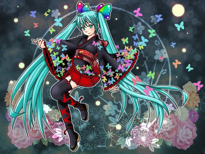 Anime Girl in Kimono — Teal