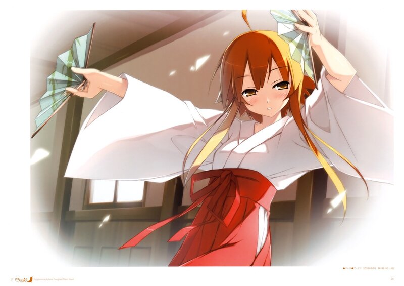 Anime Girl in Kimono — White, Calm, Afternoon, Fan