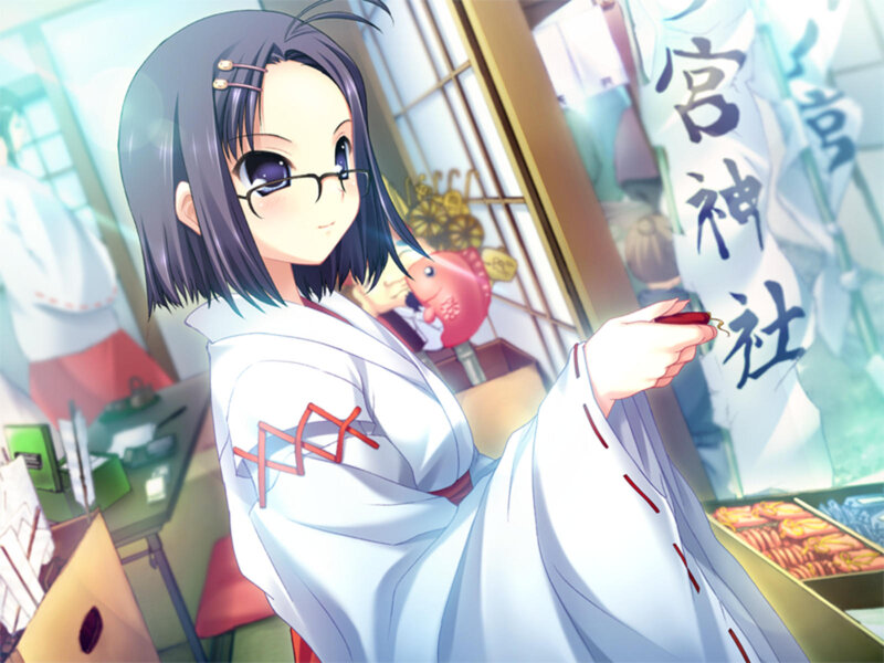 Anime Girl in Kimono — White, Calm, Afternoon