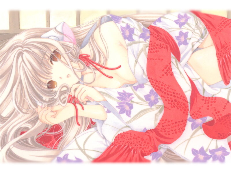 Anime Girl in Kimono — White, Calm, Manga, Long Hair