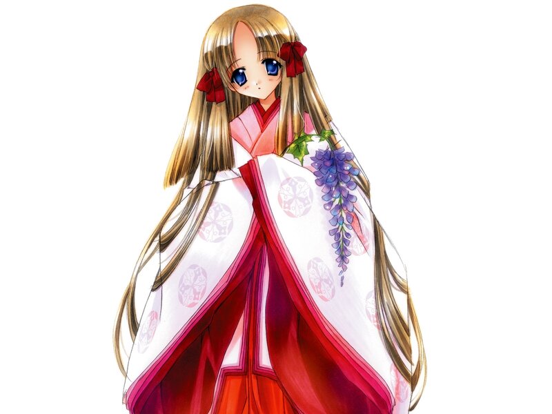 Anime Girl in Kimono — White, Calm, Manga