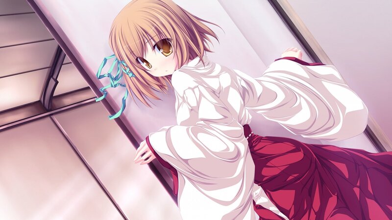 Anime Girl in Kimono — White, Calm, Ribbon