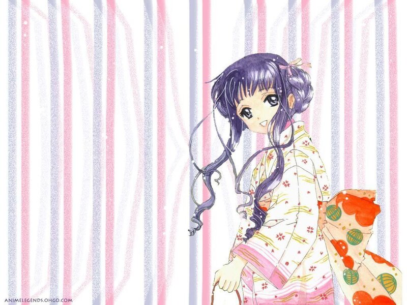 Anime Girl in Kimono — White, Calm