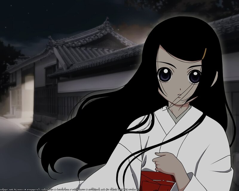 Anime Girl in Kimono — White, Dramatic, Night