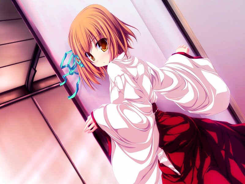 Anime Girl in Kimono — White, Dramatic