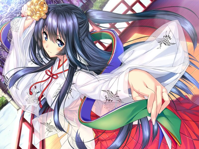 Anime Girl in Kimono — White, Dynamic
