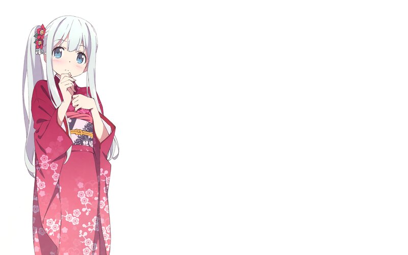 Anime Girl in Kimono — White, Innocent