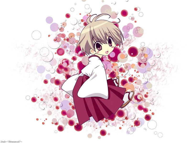 Anime Girl in Kimono — White, Playful, Bubbles