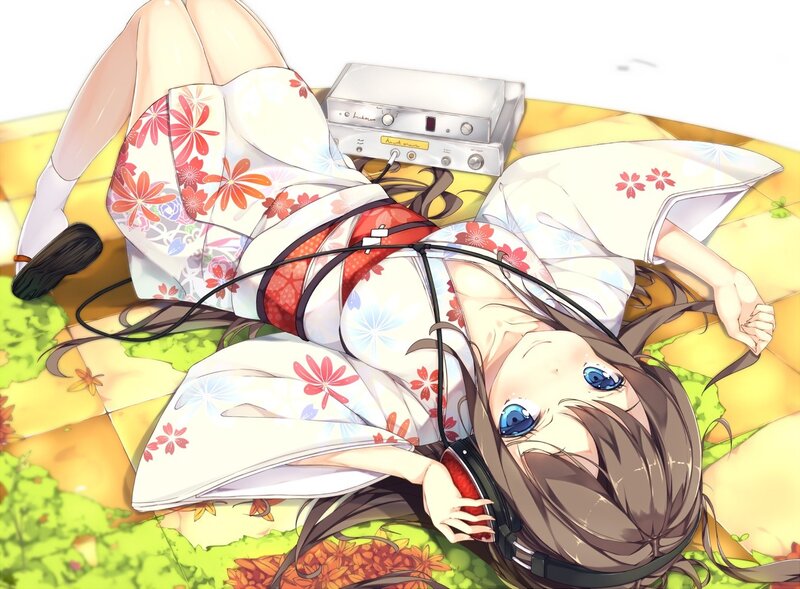 Anime Girl in Kimono — White, Relaxed