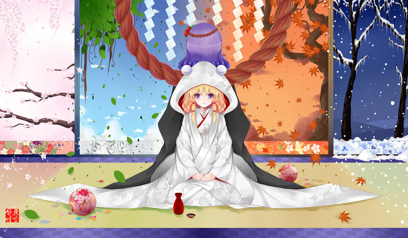Anime Girl in Kimono — White, Serene, Digital Art, Braids
