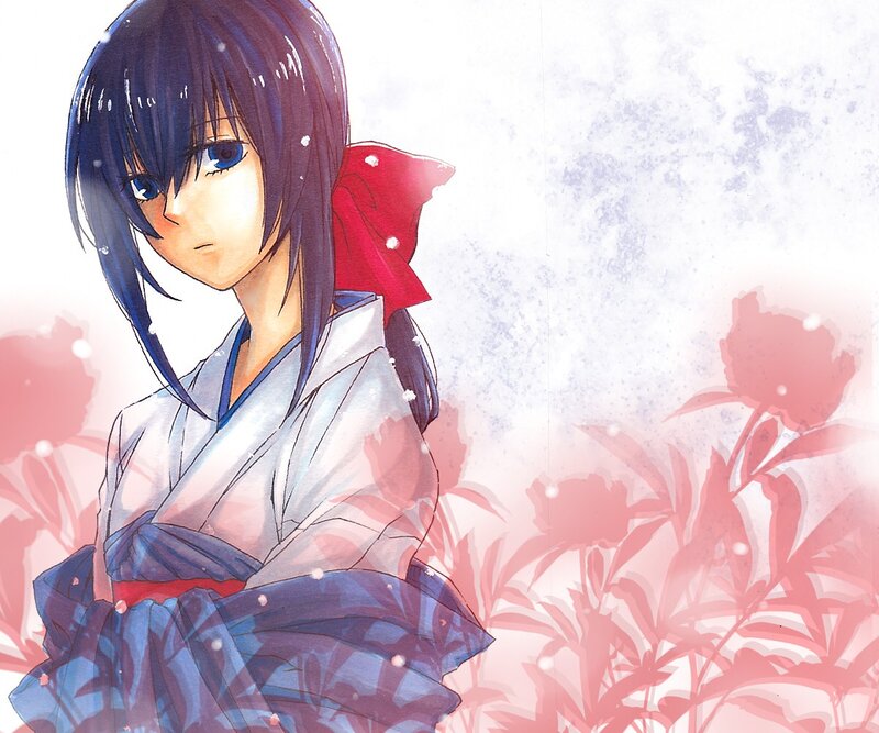 Anime Girl in Kimono — White, Serene, Winter, Manga
