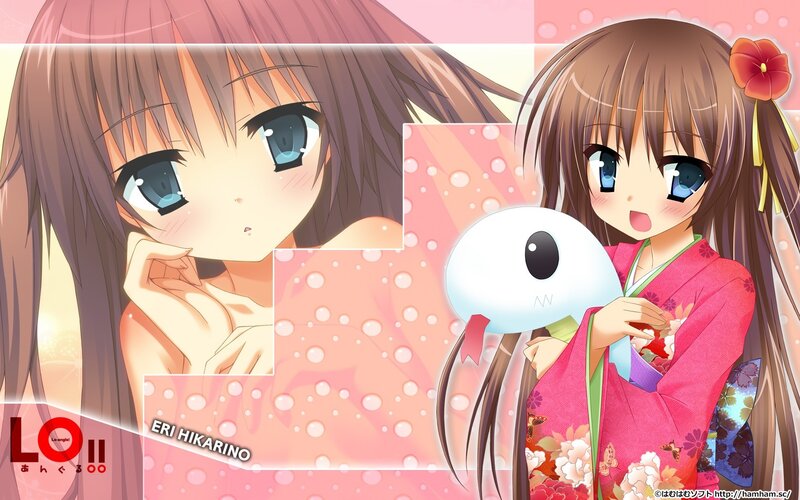 Anime girl in kimono with plush