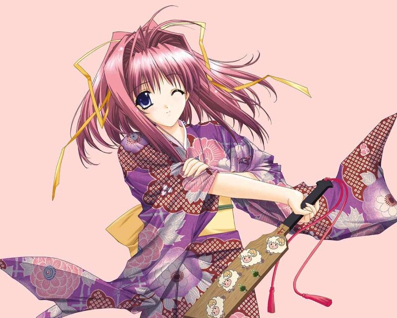 anime girl in kimono with sword