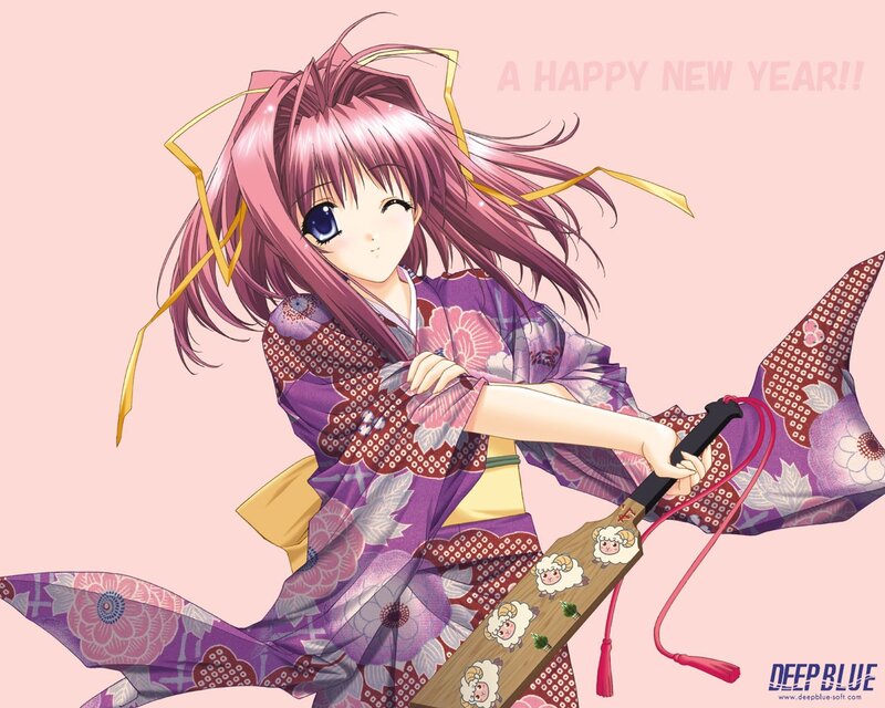 Anime girl in kimono with sword