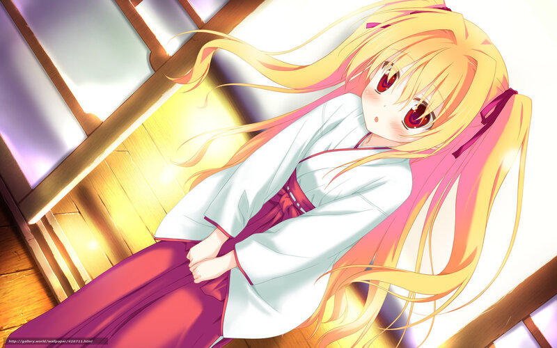Anime Girl in Kimono — Yellow, Calm, Afternoon