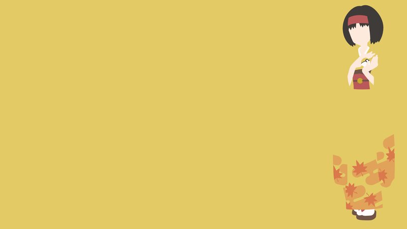 Anime Girl in Kimono — Yellow, Calm, Autumn