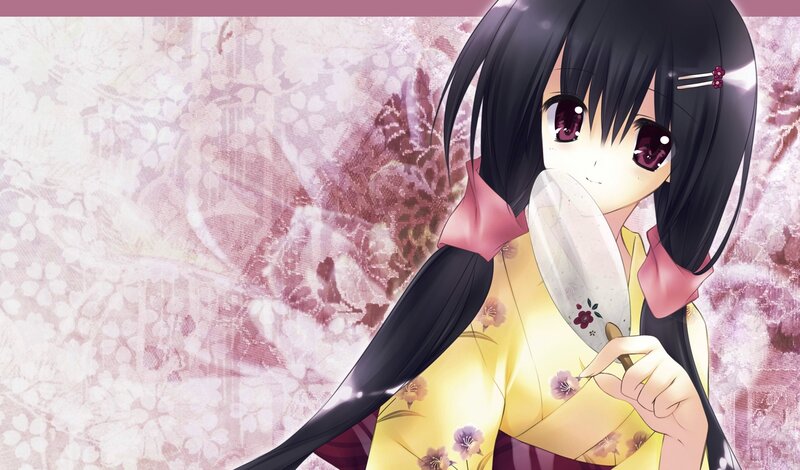 Anime Girl in Kimono — Yellow, Calm, Spring