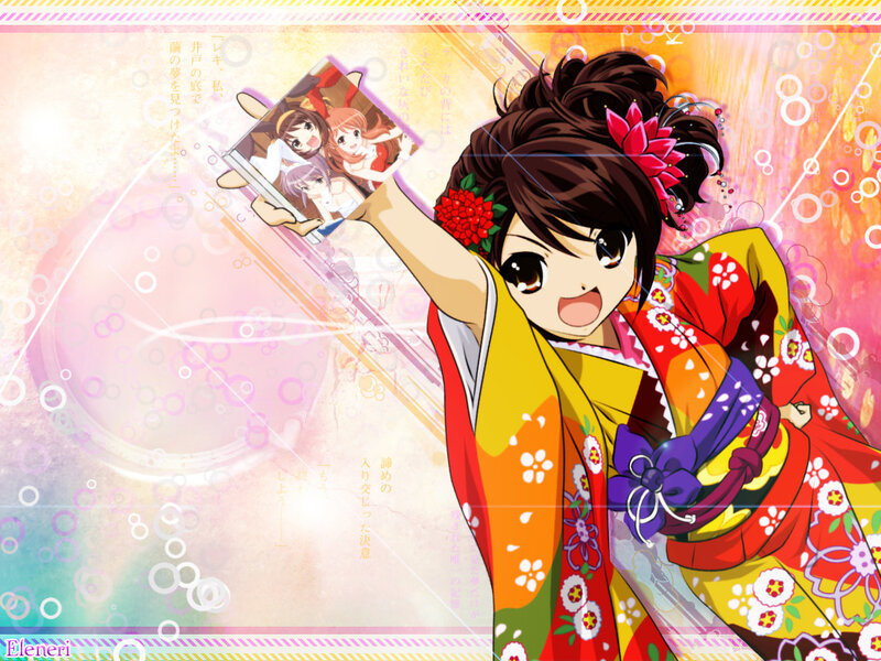 Anime Girl in Kimono — Yellow