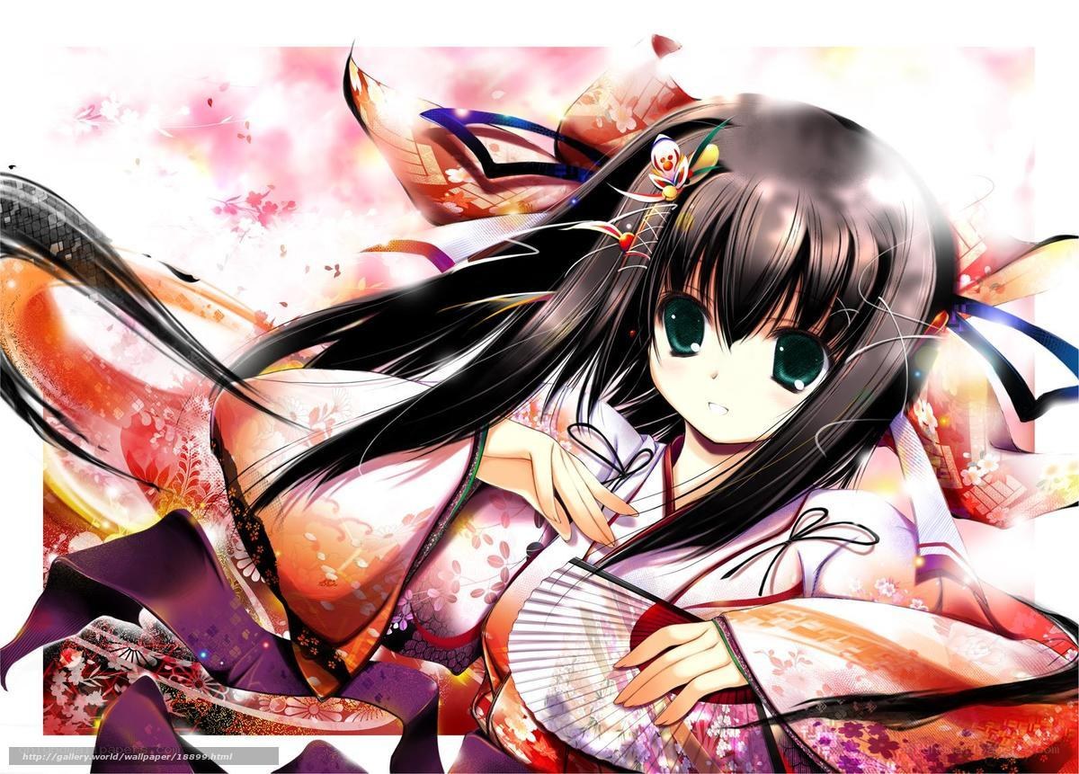Anime girl in kimono