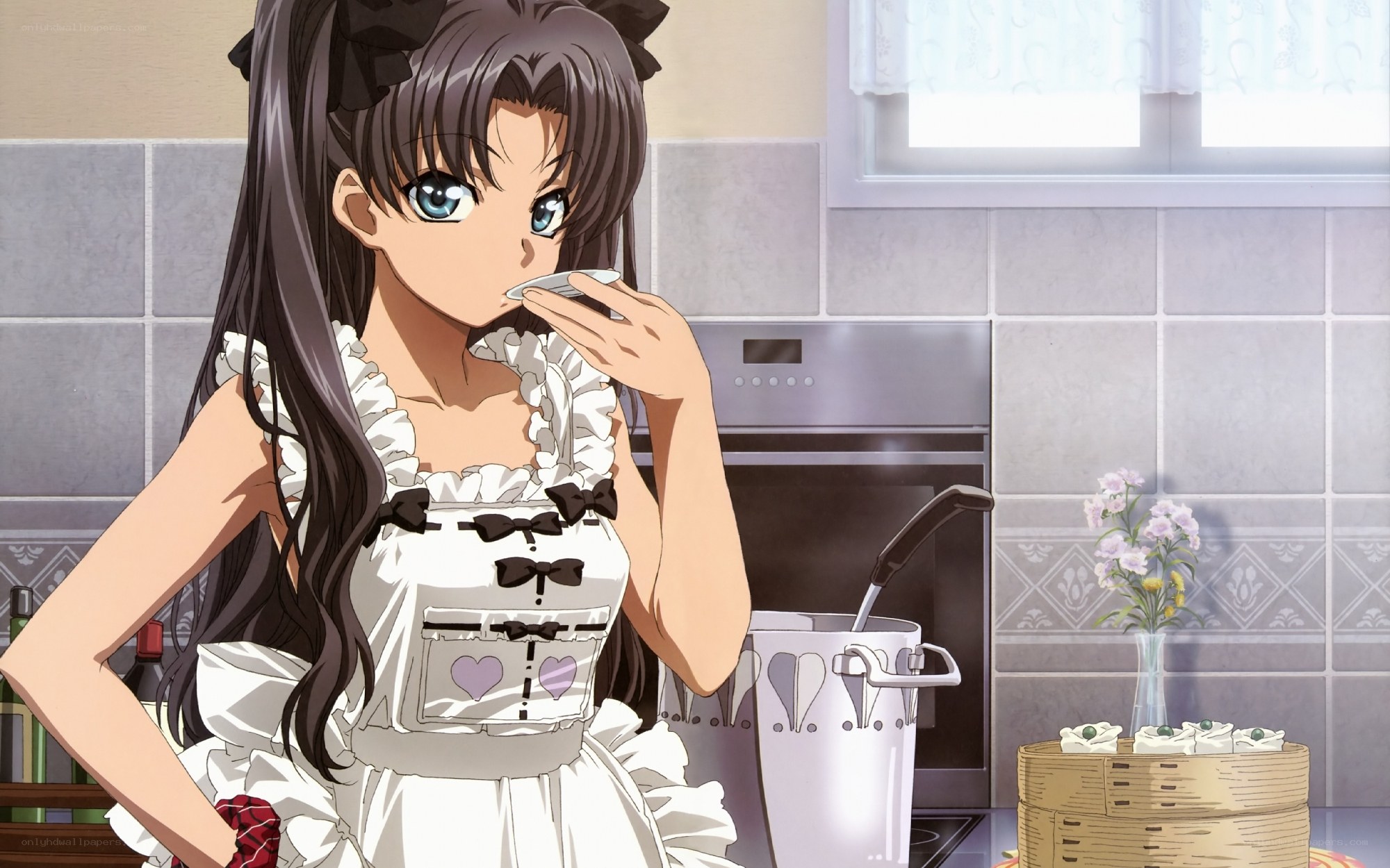 anime girl in kitchen