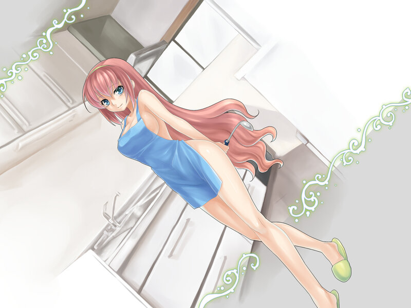anime girl in kitchen