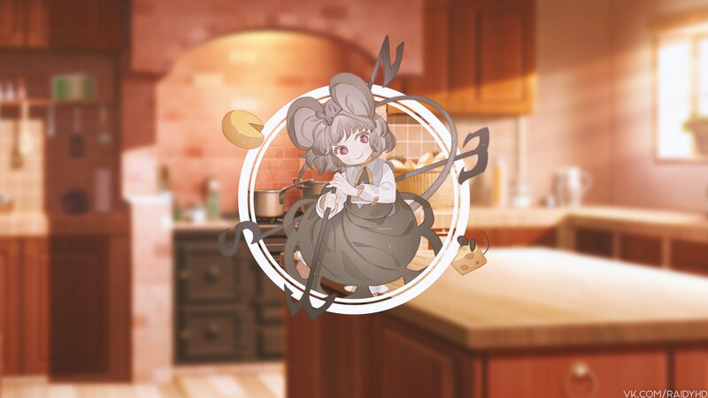 Anime Girl in Kitchen — Brown, Warm