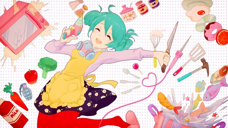anime girl in kitchen chaos