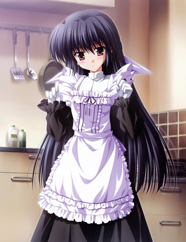 anime girl in kitchen dress