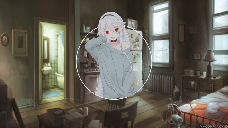 Anime Girl in Kitchen — Gray